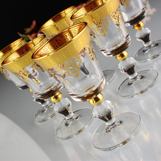 Kahve Yanı Su Bardağı Ottoman Altın - 6 kişilik