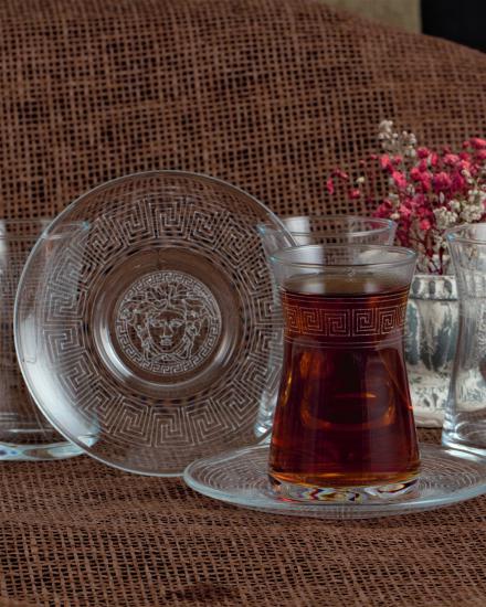 12 Parça Çay Seti - Paşabahçe Heybeli Antik Desen