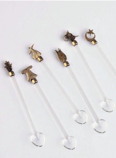 Cam Çay Kaşığı Semboller Platin - 6 Kişilik