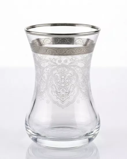 6 Parça İncebelli Çay Bardak Takımı - Rümeysa Platin