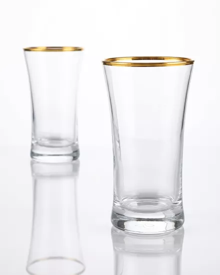 6’lı Meşrubat Bardağı - Duru Azur Altın