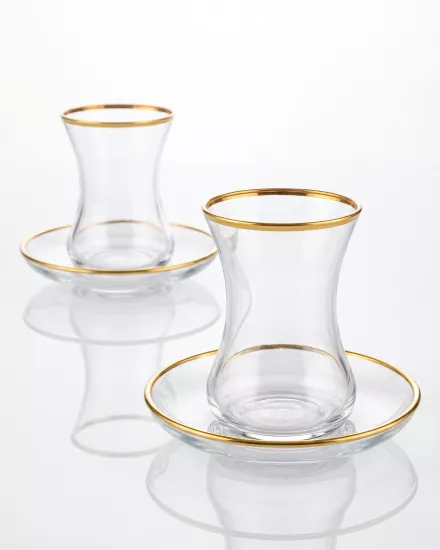 12 Parça Çay Takımı - Duru İncebelli Altın