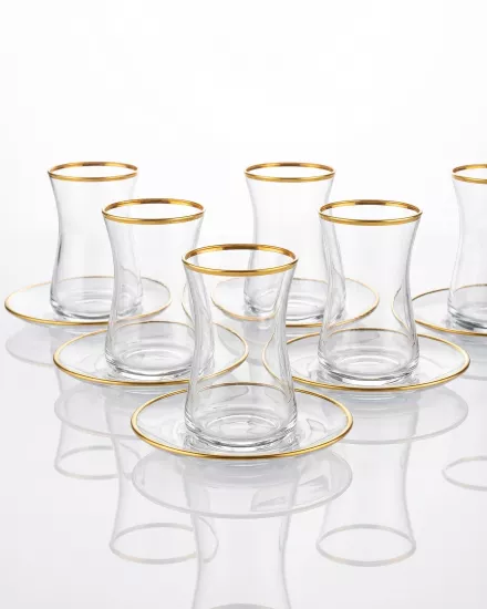 12 Parça Çay Takımı - Duru Heybeli Altın