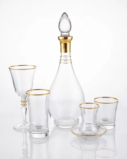 61 Parça Set - Duru Azur Altın -12 Kişilik