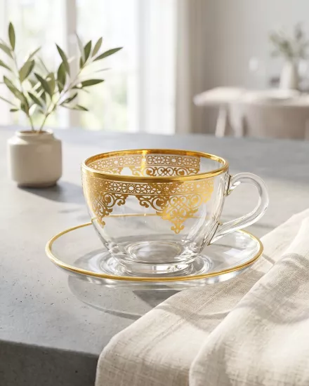 12 Parça Çay Fincan Takımı - Nida Altın
