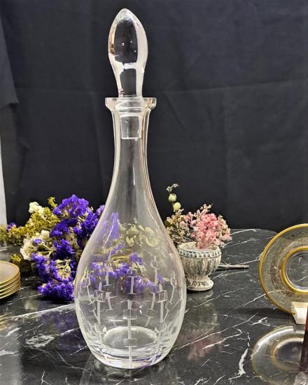 Paşabahçe EL imalatı Kapaklı Şişe - Kristal Kesme Dekorlu