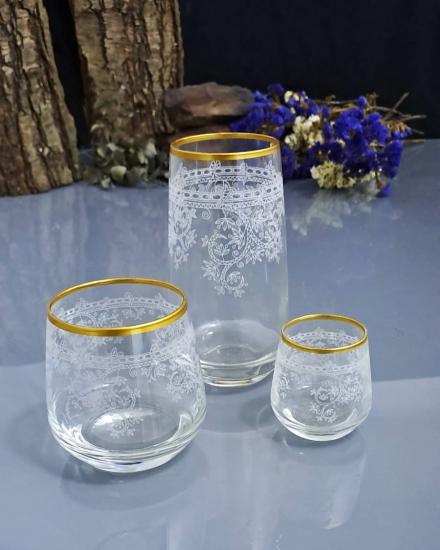 18 Parça bardak Seti gold Rim