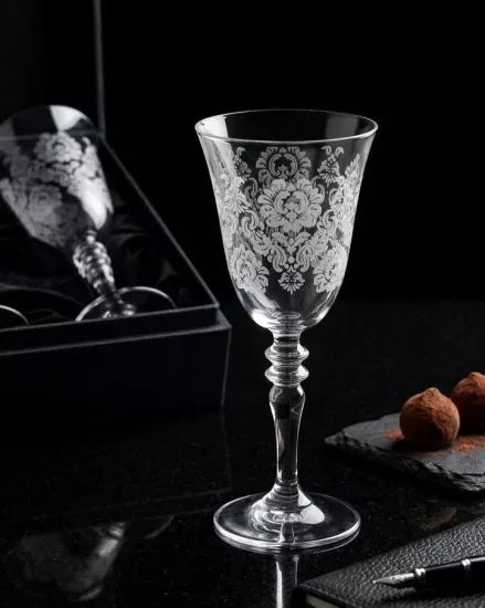 6 Lı Ayaklı Bardak 440141 - Gravür desen 004