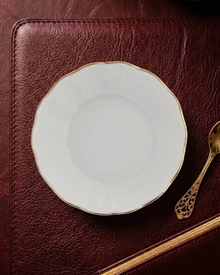 6 Kişilik Porland Porselen Kahveci Çay Tabağı - İnci Gold