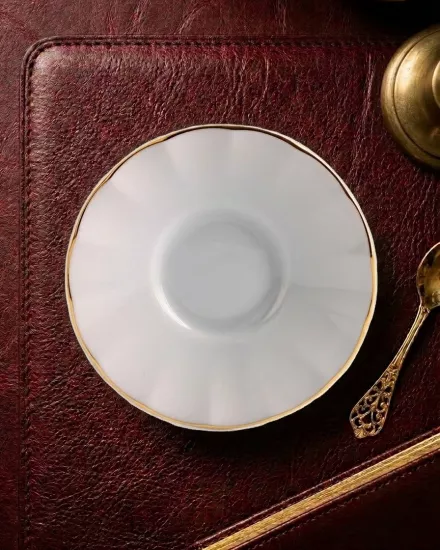 6 Kişilik Porland Porselen Ergonomi Çay Tabağı - İnci Gold