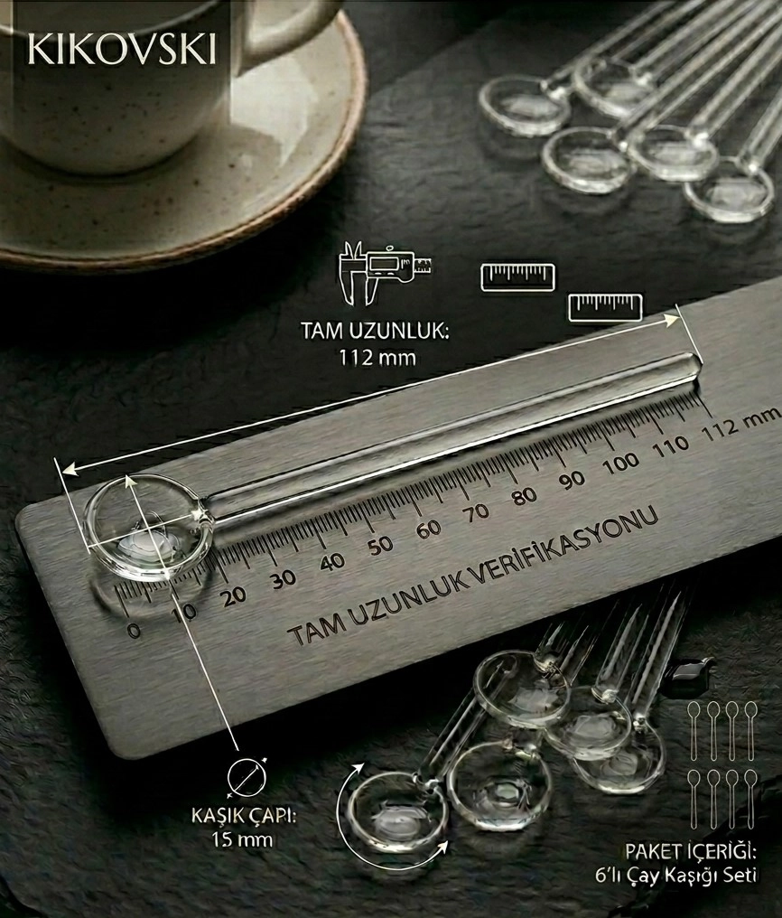Sade Cam Çay Kaşığı  - 6 Kişilik