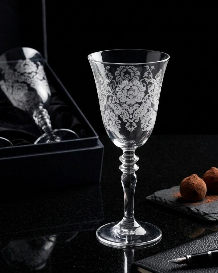 6 Lı Ayaklı Bardak 440141 - Gravür desen 004