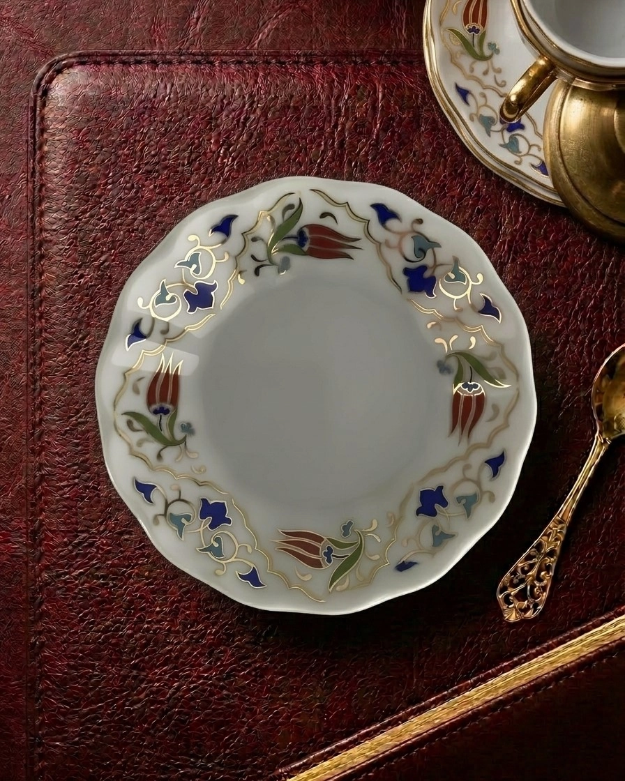6 Kişilik Porland Porselen Çay Tabağı - Lalenaz